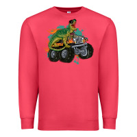 Cardinal monster truck and t rex dinosaur Premium Sweatshirt - MaliasSmallBusiness
