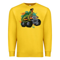 Lemon monster truck and t rex dinosaur Premium Sweatshirt - MaliasSmallBusiness