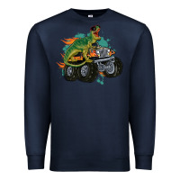Navy monster truck and t rex dinosaur Premium Sweatshirt - MaliasSmallBusiness