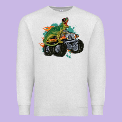 Monster Truck And T Rex Dinosaur Premium Sweatshirt Designed By Maliassmallbusiness