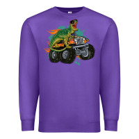 Purple monster truck and t rex dinosaur Premium Sweatshirt - MaliasSmallBusiness