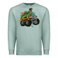 Seafoam monster truck and t rex dinosaur Premium Sweatshirt - MaliasSmallBusiness