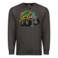 Smoke monster truck and t rex dinosaur Premium Sweatshirt - MaliasSmallBusiness
