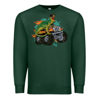 Sports Green monster truck and t rex dinosaur Premium Sweatshirt - MaliasSmallBusiness