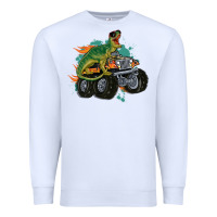 White monster truck and t rex dinosaur Premium Sweatshirt - MaliasSmallBusiness