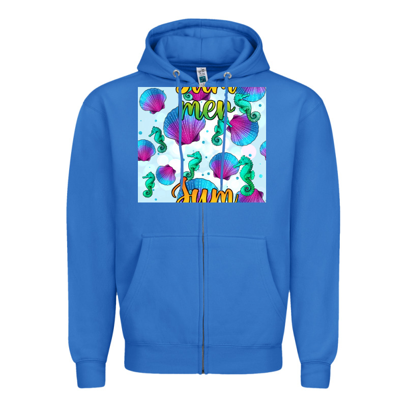 Seahorse And Sea Shell Seamless Pattern Zipper Hoodie by BundleAndBundleShop | Teevron