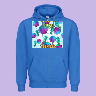 Seahorse And Sea Shell Seamless Pattern Zipper Hoodie Designed By Bundleandbundleshop