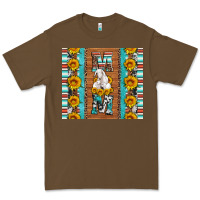 Cacao goat family mom sunflowers serape leopard cowhide tumbler Premium Tee - Artiststas