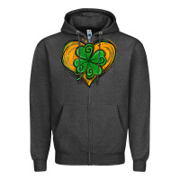 Charcoal Heather St. Patrick's Day Heart with Shamrock Zipper Hoodie - Jasminsmagicworld
