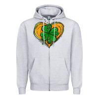 Heather Grey St. Patrick's Day Heart with Shamrock Zipper Hoodie - Jasminsmagicworld