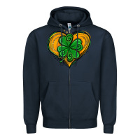 Navy St. Patrick's Day Heart with Shamrock Zipper Hoodie - Jasminsmagicworld