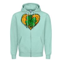 Seafoam St. Patrick's Day Heart with Shamrock Zipper Hoodie - Jasminsmagicworld