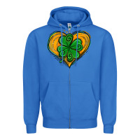 True Royal St. Patrick's Day Heart with Shamrock Zipper Hoodie - Jasminsmagicworld