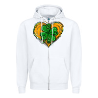 St. Patrick's Day Heart With Shamrock Zipper Hoodie | Teevron