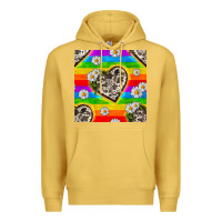 Antique Gold Pride LGBTQ+ Cowhide Hearts And Daisy Patterns Premium Hoodie - BundleAndBundleShop