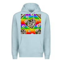 Blue Mist Pride LGBTQ+ Cowhide Hearts And Daisy Patterns Premium Hoodie - BundleAndBundleShop