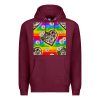 Burgundy Pride LGBTQ+ Cowhide Hearts And Daisy Patterns Premium Hoodie - BundleAndBundleShop