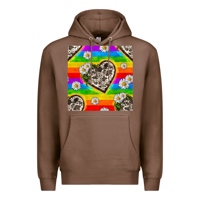 Pride Lgbtq+ Cowhide Hearts And Daisy Patterns Premium Hoodie by BundleAndBundleShop | Teevron