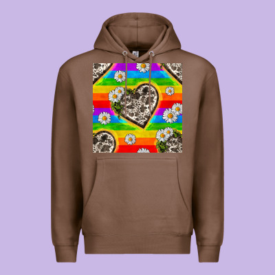 Pride Lgbtq+ Cowhide Hearts And Daisy Patterns Premium Hoodie Designed By Bundleandbundleshop