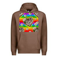 Chestnut Pride LGBTQ+ Cowhide Hearts And Daisy Patterns Premium Hoodie - BundleAndBundleShop