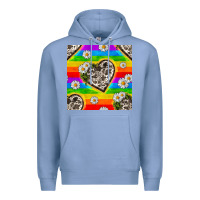 Colony Blue Pride LGBTQ+ Cowhide Hearts And Daisy Patterns Premium Hoodie - BundleAndBundleShop