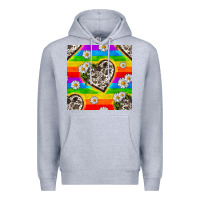 Heather Grey Pride LGBTQ+ Cowhide Hearts And Daisy Patterns Premium Hoodie - BundleAndBundleShop