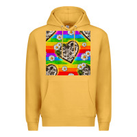 Mustard Pride LGBTQ+ Cowhide Hearts And Daisy Patterns Premium Hoodie - BundleAndBundleShop