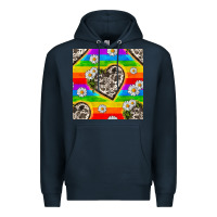 Navy Pride LGBTQ+ Cowhide Hearts And Daisy Patterns Premium Hoodie - BundleAndBundleShop