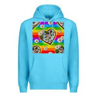 Ocean Blue Pride LGBTQ+ Cowhide Hearts And Daisy Patterns Premium Hoodie - BundleAndBundleShop