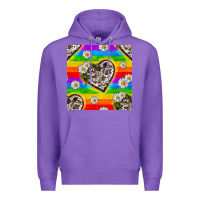 Purple Pride LGBTQ+ Cowhide Hearts And Daisy Patterns Premium Hoodie - BundleAndBundleShop