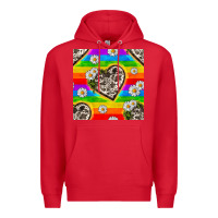 Red Pride LGBTQ+ Cowhide Hearts And Daisy Patterns Premium Hoodie - BundleAndBundleShop