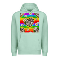 Seafoam Pride LGBTQ+ Cowhide Hearts And Daisy Patterns Premium Hoodie - BundleAndBundleShop