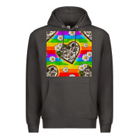 Smoke Pride LGBTQ+ Cowhide Hearts And Daisy Patterns Premium Hoodie - BundleAndBundleShop