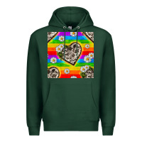 Sports Green Pride LGBTQ+ Cowhide Hearts And Daisy Patterns Premium Hoodie - BundleAndBundleShop