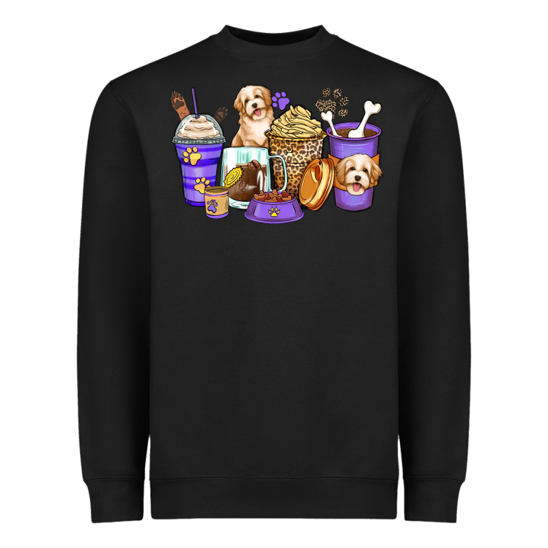 Havanese Terrier Coffee Cups Heavyweight Sweatshirt by Zillion Design Studio | Teevron