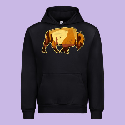 Desert Landscape Bison Silhouette Urban Hoodie Designed By Bettercallsaul