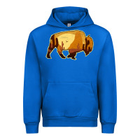 Cobalt Desert Landscape Bison Silhouette Urban Hoodie - Bettercallsaul