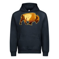 Navy Desert Landscape Bison Silhouette Urban Hoodie - Bettercallsaul
