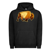 Pigment Black Desert Landscape Bison Silhouette Urban Hoodie - Bettercallsaul