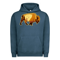 Pigment Midnight Navy Desert Landscape Bison Silhouette Urban Hoodie - Bettercallsaul