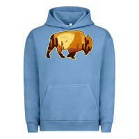 Pigment Pebble Blue Desert Landscape Bison Silhouette Urban Hoodie - Bettercallsaul