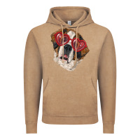 Vintage Coffee Saint bernard with love glasses Vintage Hoodie - RanaPortraitStore