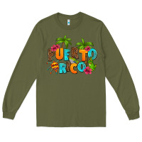Army Green puerto rico Long Sleeve Tee - AdoDesignShop