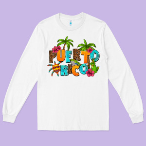 Puerto Rico Long Sleeve Tee Designed By Adodesignshop