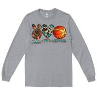 Heather Grey peace love basketball Long Sleeve Tee - CowhideDigitalArt