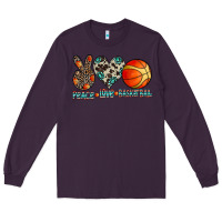 Plum peace love basketball Long Sleeve Tee - CowhideDigitalArt