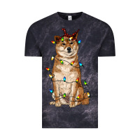Cloud Black christmas lights shiba inu Vintage Tee - RanaPortraitStore