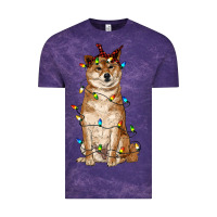 Cloud Purple christmas lights shiba inu Vintage Tee - RanaPortraitStore