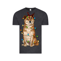 Vintage Black christmas lights shiba inu Vintage Tee - RanaPortraitStore