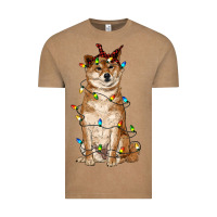 Vintage Coffee christmas lights shiba inu Vintage Tee - RanaPortraitStore